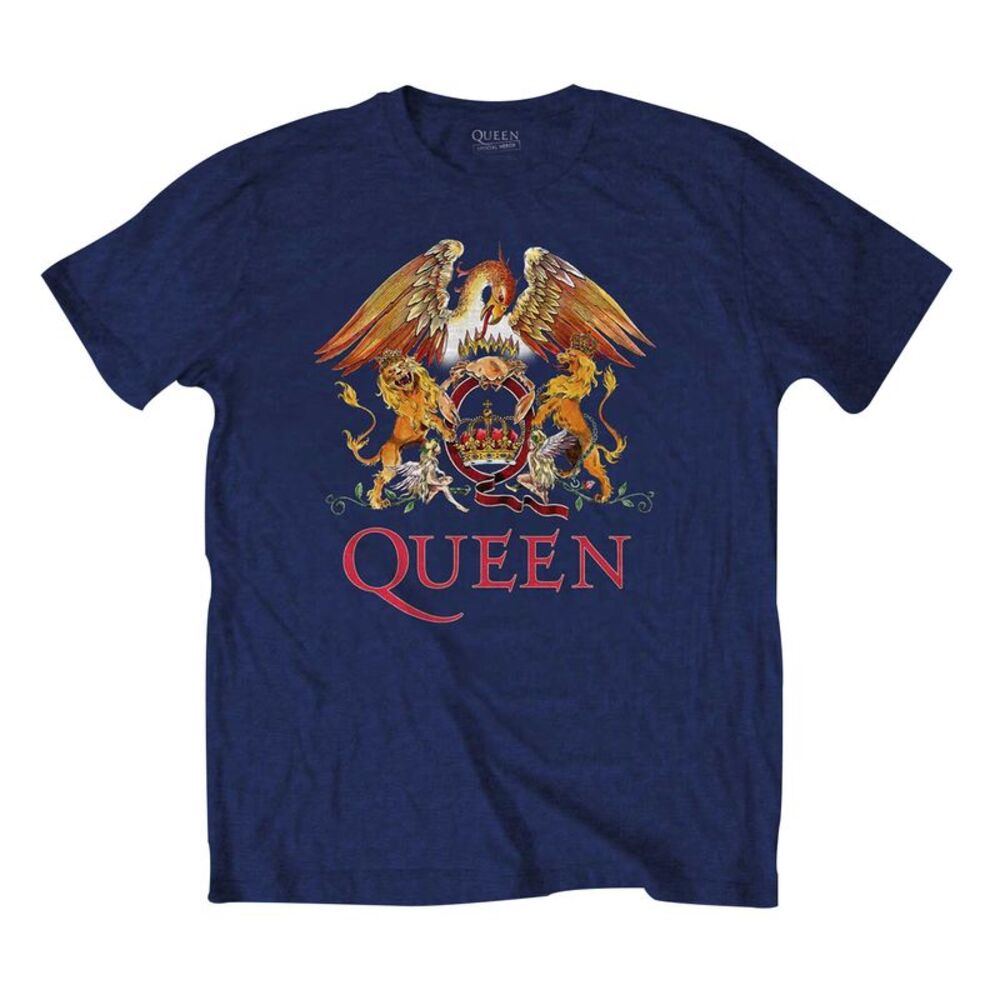 Queen Unisex Adult Classic Crest T-Shirt / Navy Blue